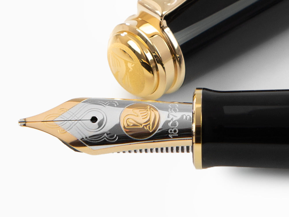 Stylo Plume Pelikan M1000, Résine Noire, Attributs or, 987396