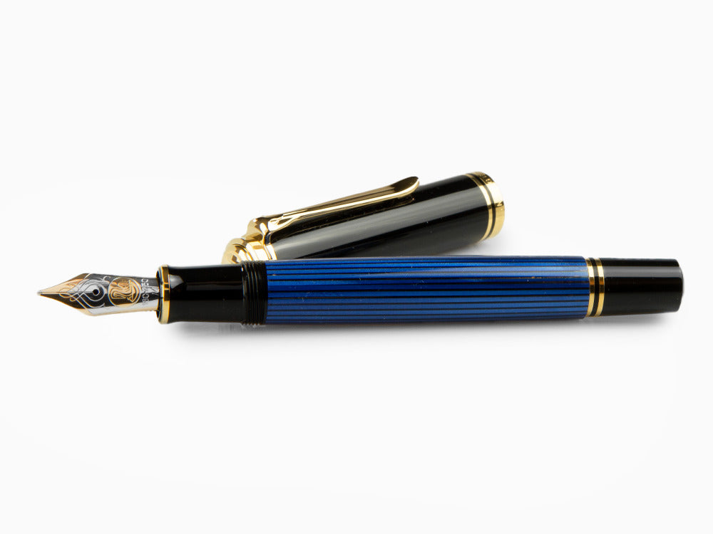 Stylo Plume Pelikan M800, Résine Bleue, Attributs or, 995951
