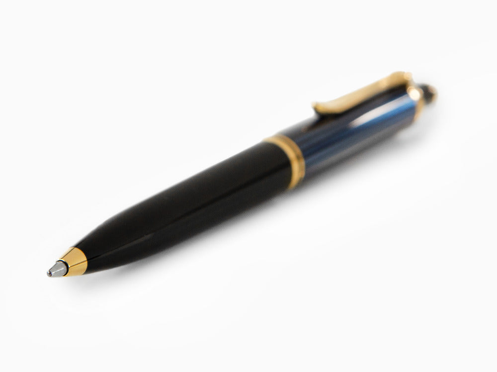 Stylo bille Pelikan K400, Noir et bleu, Attributs or, 987800