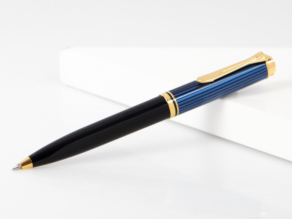 Stylo bille Pelikan K600, Noir et bleu, Attributs or, 988378