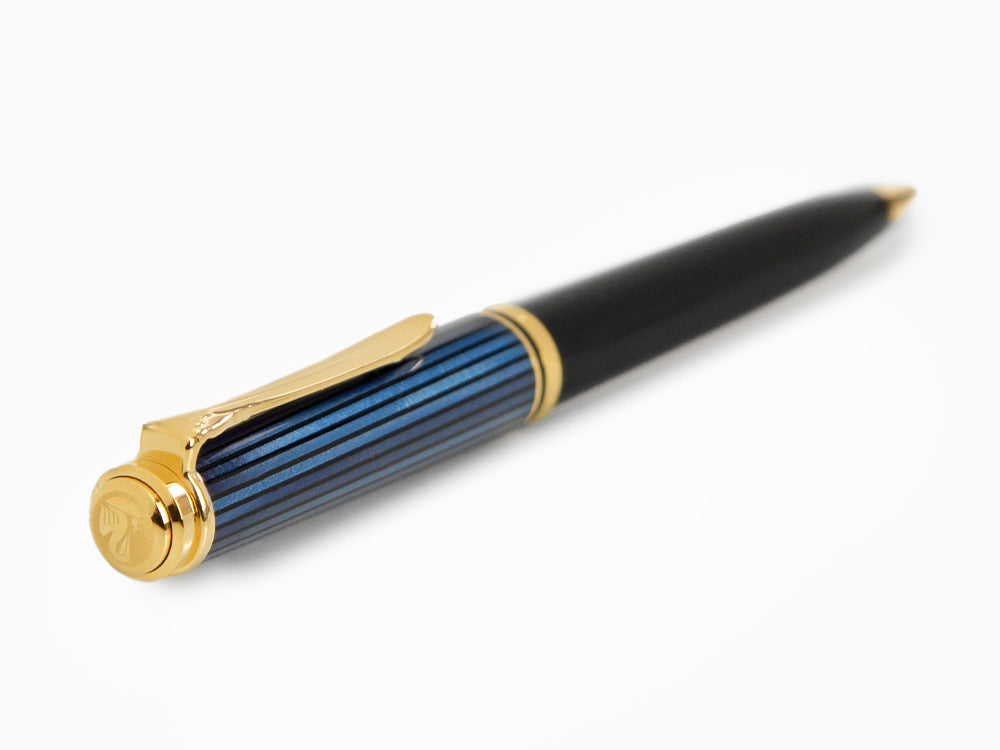 Stylo bille Pelikan K800, Noir et bleu, Attributs or, 987842