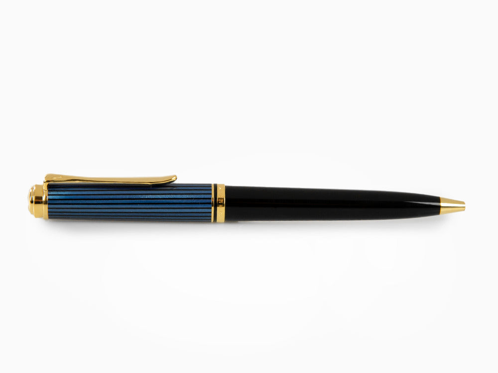 Stylo bille Pelikan K800, Noir et bleu, Attributs or, 987842