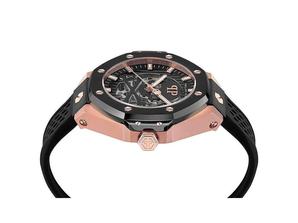 Montre Automatique Philipp Plein Skeleton Royal, PVD Or, Noir, 46 mm, PWPFA0224