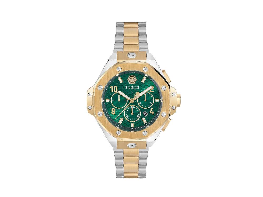 Montre à Quartz Philipp Plein Chrono Royal, PVD Or, Vert, 46 mm, PWPRA0324