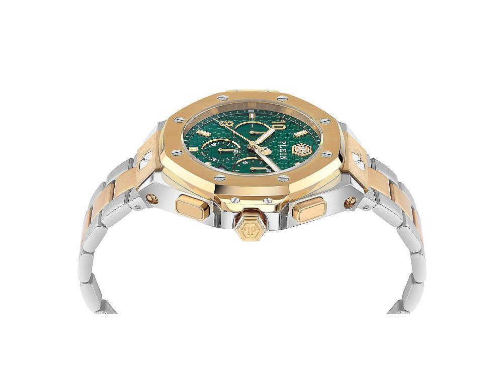 Montre à Quartz Philipp Plein Chrono Royal, PVD Or, Vert, 46 mm, PWPRA0324