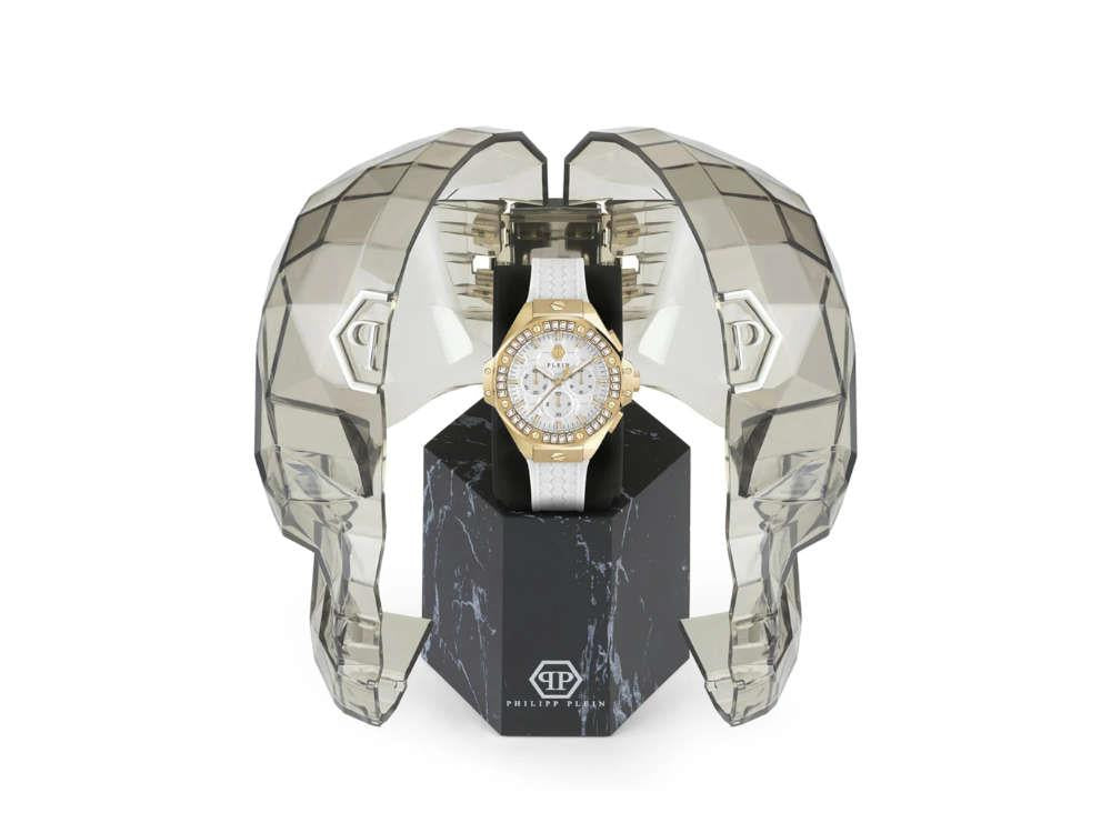 Montre à Quartz Philipp Plein Plein Chrono Royal, PVD Or, Blanc, 42mm, PWPSA0624