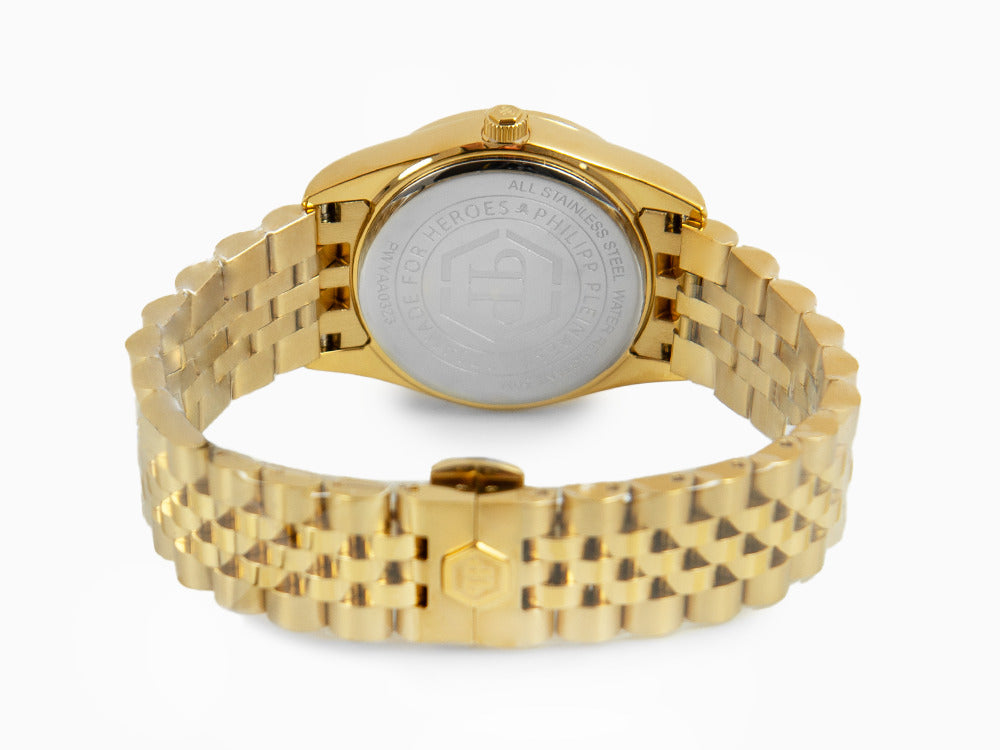 Montre à Quartz Philipp Plein Date Superlative, PVD Or, Blanc, 34 mm, PWYAA0323