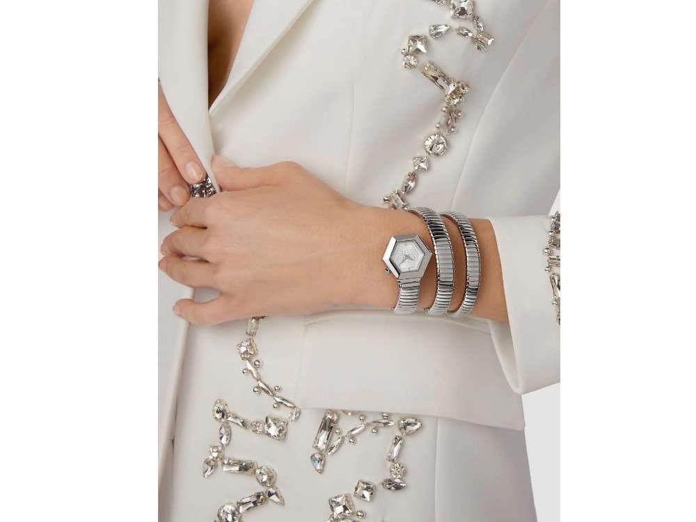 Montre à Quartz Philipp Plein Snake Hexagon, Argent, 28 mm, PWZAA0123