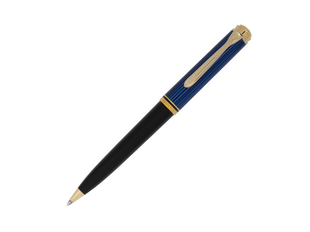 Stylo bille Pelikan K800, Noir et bleu, Attributs or, 987842