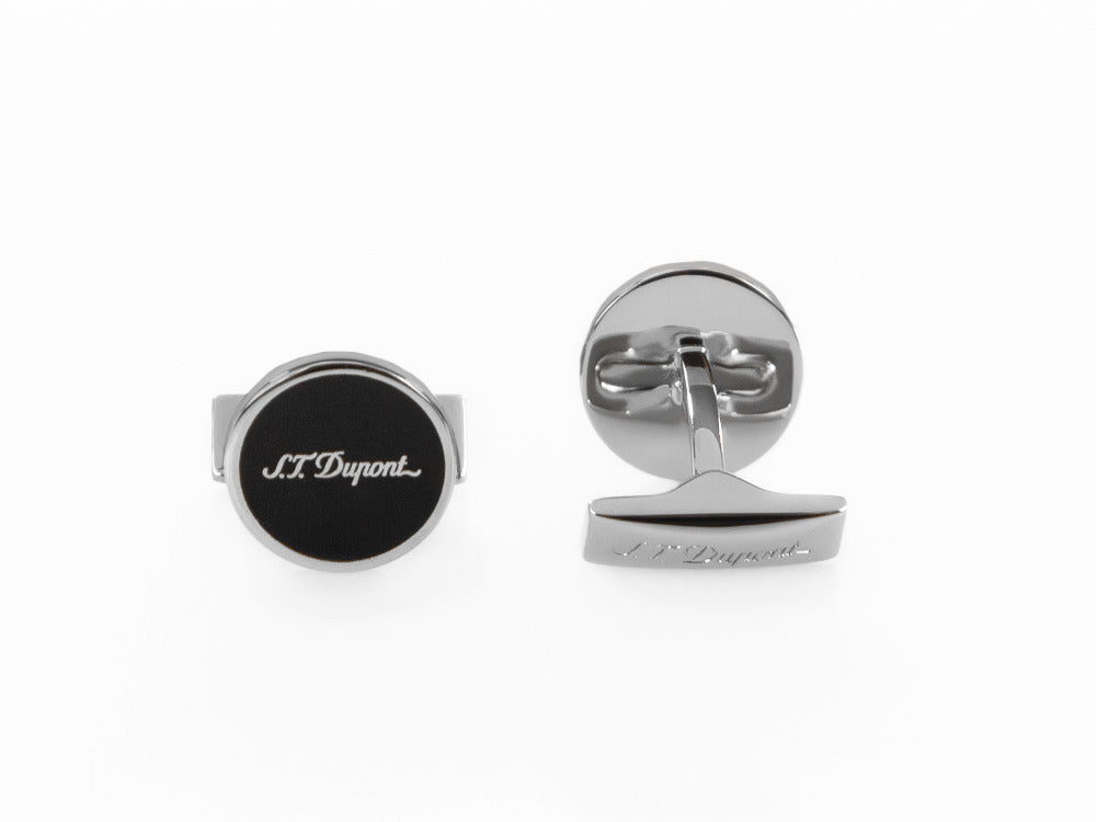Boutons de Manchette S.T. Dupont D, Argent, Laque, Noir, 005832