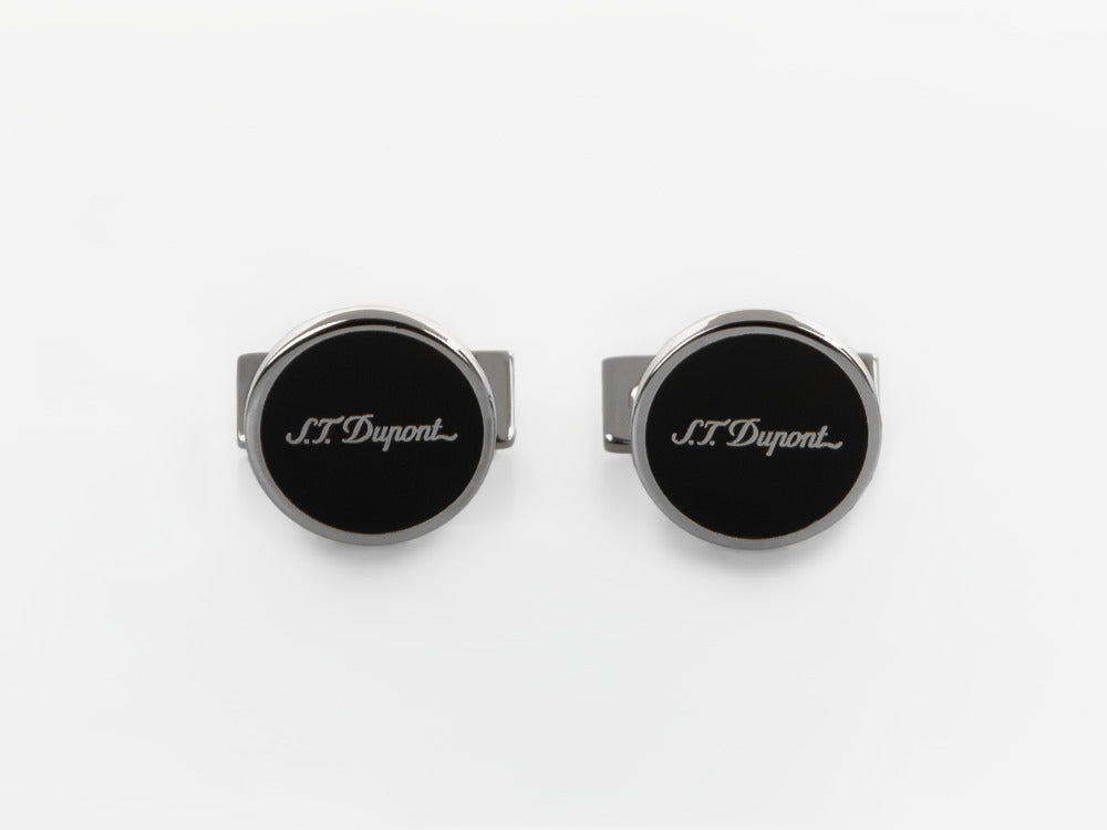 Boutons de Manchette S.T. Dupont D, Argent, Laque, Noir, 005832