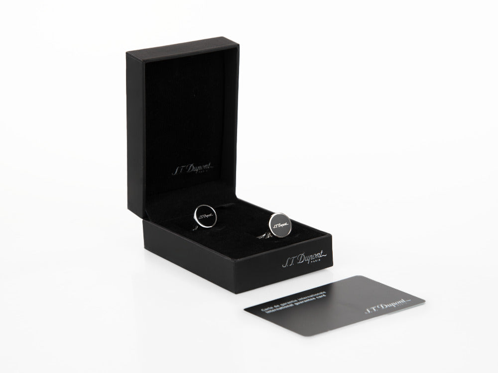 Boutons de Manchette S.T. Dupont D, Argent, Laque, Noir, 005832