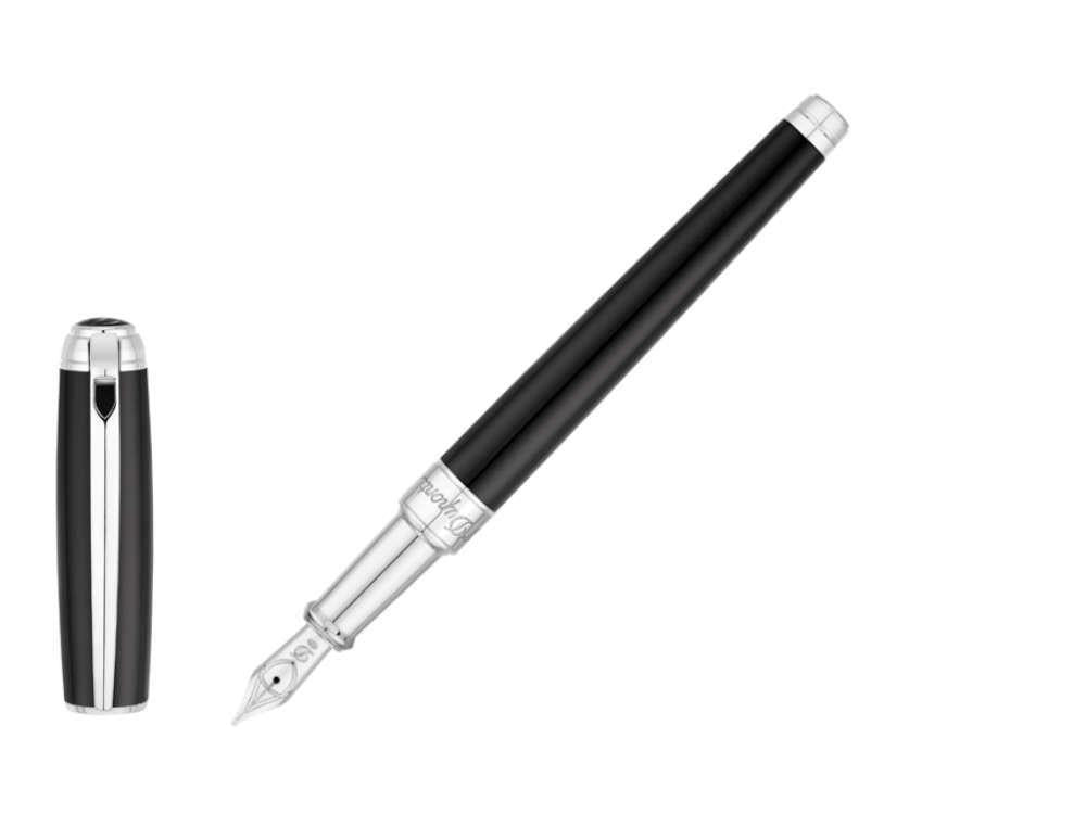 Stylo Plume S.T. Dupont New Line D Medium, Laque, Noir, Palladium