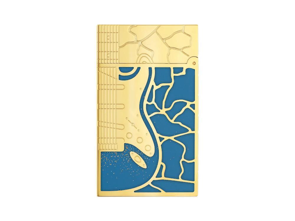 Briquet S.T. Dupont L2 Cling Fender, Laiton, Poudre d'or, Bleu, C16026CL