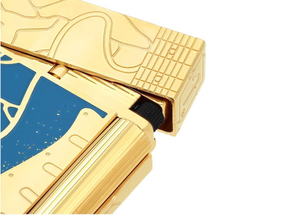 Briquet S.T. Dupont L2 Cling Fender, Laiton, Poudre d'or, Bleu, C16026CL