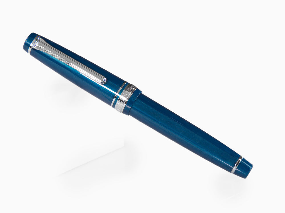 Stylo Plume Sailor Professional Gear Slim Silver, Metallic Blue, Rhodium