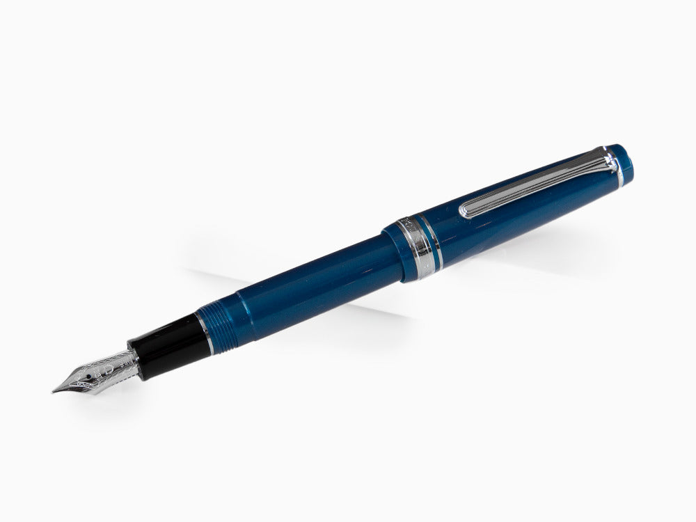 Stylo Plume Sailor Professional Gear Slim Silver, Metallic Blue, Rhodium