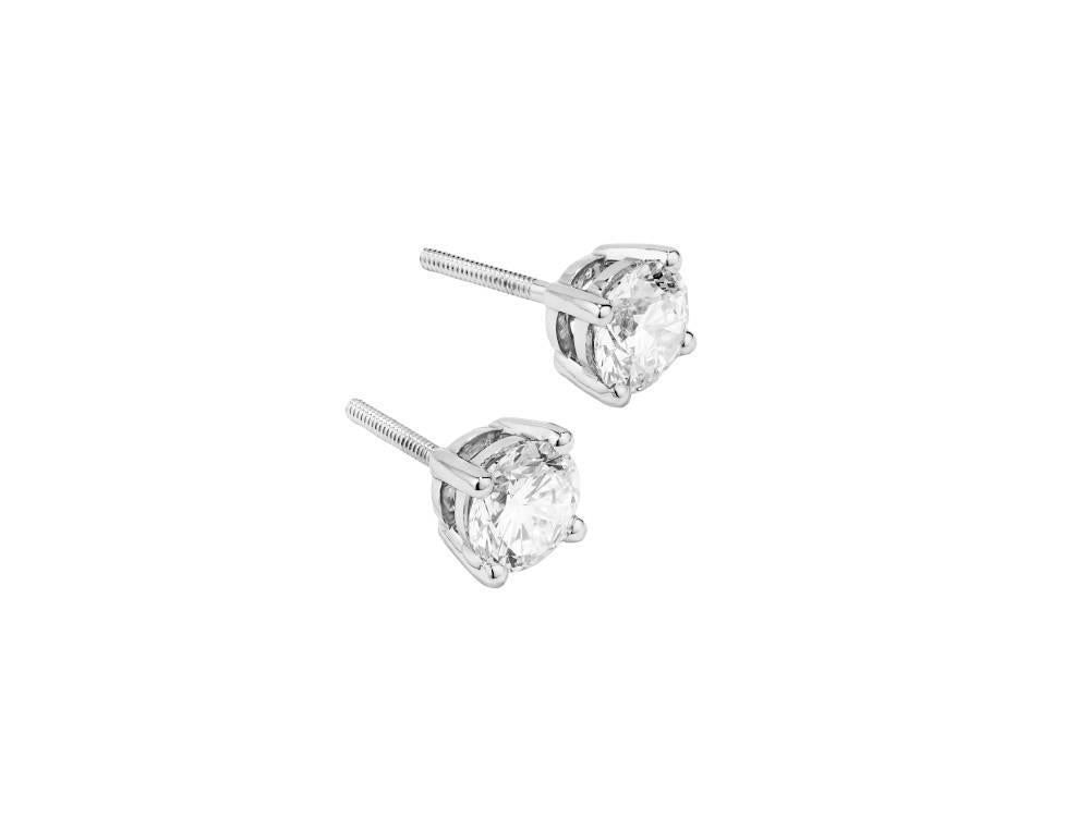 Solitario Boucles d’Oreilles Taille Brillant en Or Blanc 18K de 1.9 ct, CEW10006