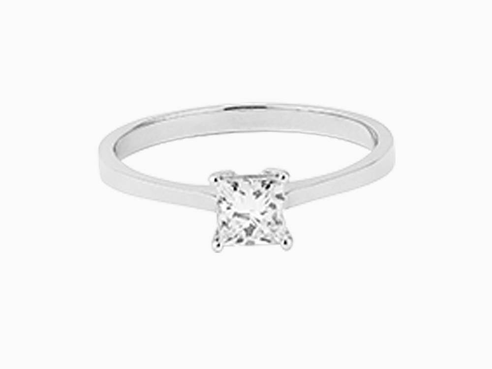 Solitario Bague Solitaire Taille Princesse Or Blanc 18K 0.5 ct, CLRW10404-14