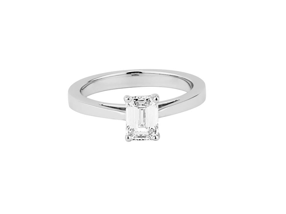 Solitario Bague Solitaire Taille Baguette 18K Or Blanc 1 ct, CLRW10442-14