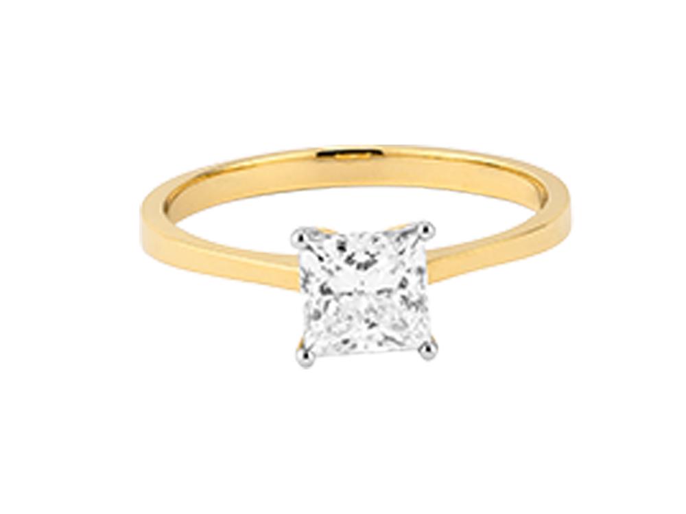 Solitario Bague Solitaire Taille Princesse Or 18K 1 ct, CLRY10405-14