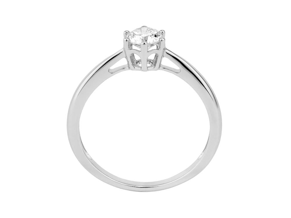 Bague solitaire taille brillant en or blanc 18K de 0.4 ct, LRW000595-040-14