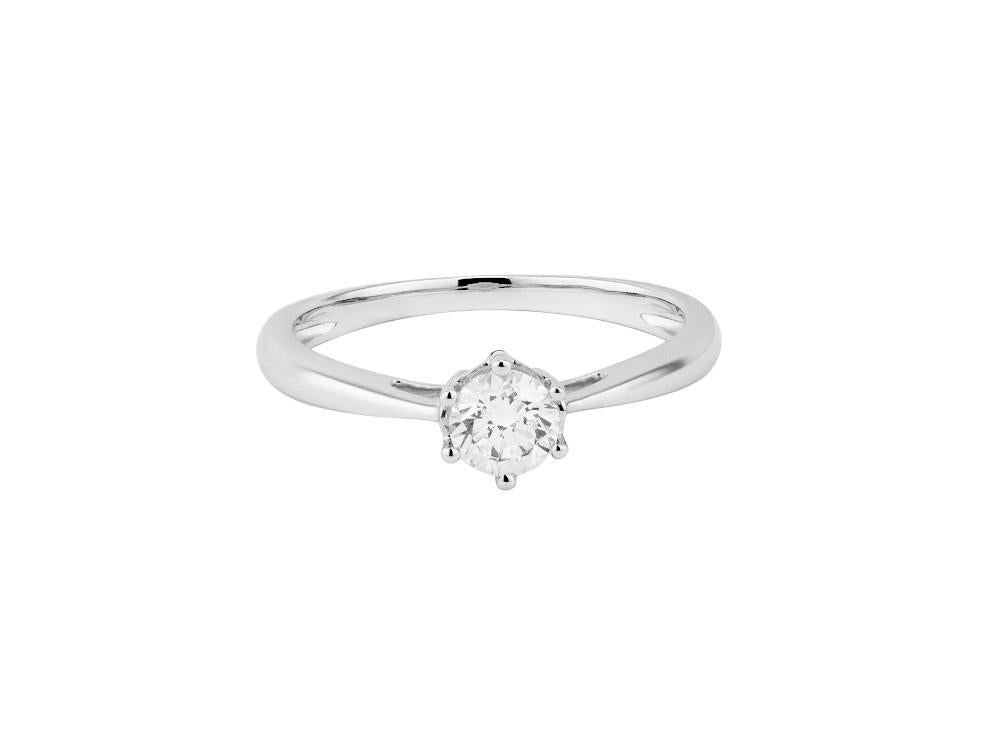 Bague solitaire taille brillant en or blanc 18K de 0.4 ct, LRW000595-040-14