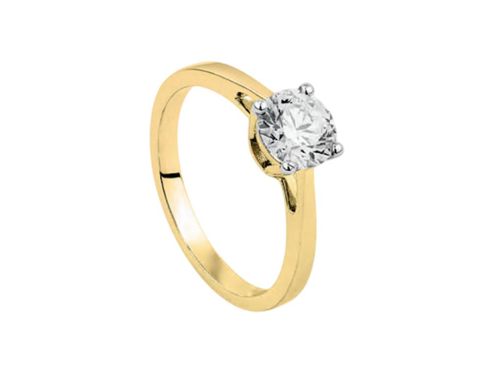 Solitario Bague Solitaire Taille Brillant 18K Or 1 ct, LRY00522-100-14