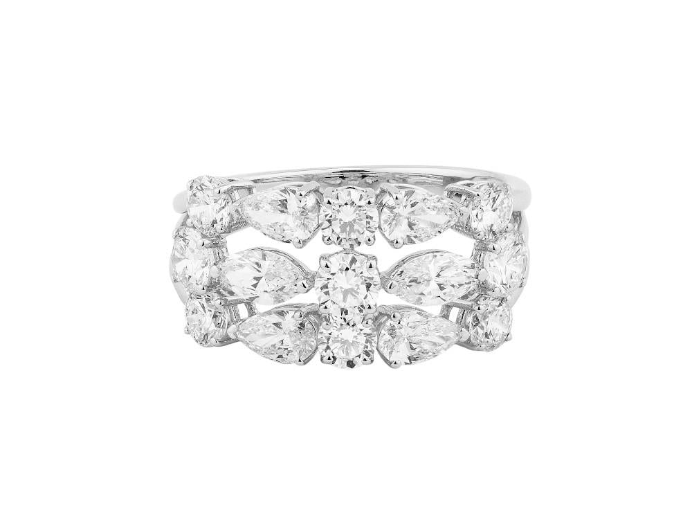 Solitario Bague Trois Rangs en Or blanc 18K de 2.5 ct, NLW00001-13