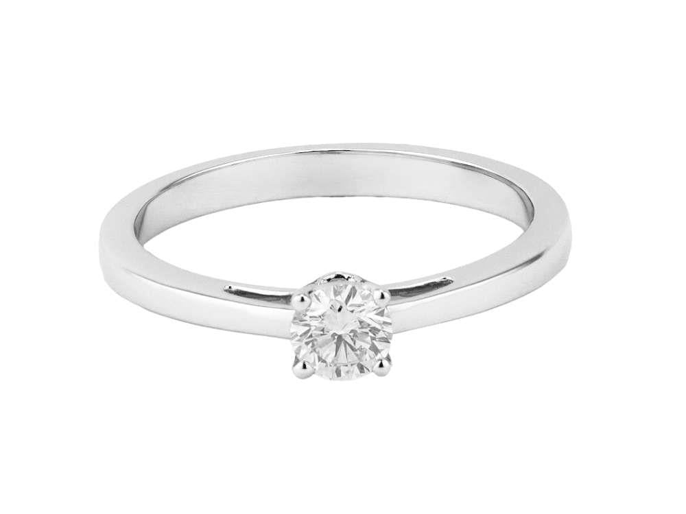 Solitario Bague Solitaire Taille Brillant En Or Blanc 18K de 0.3 ct, PRW10223-14