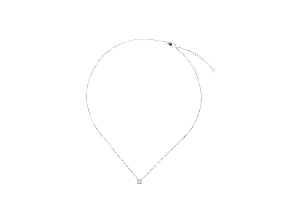 Solitario Pendentif taille Princesse en Or Blanc 18K de 0.5 ct, PW11678D