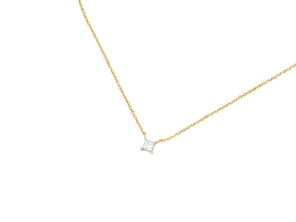Solitario Pendentif Taille Princesse en Or 18K de 0.5 ct, PY11678D