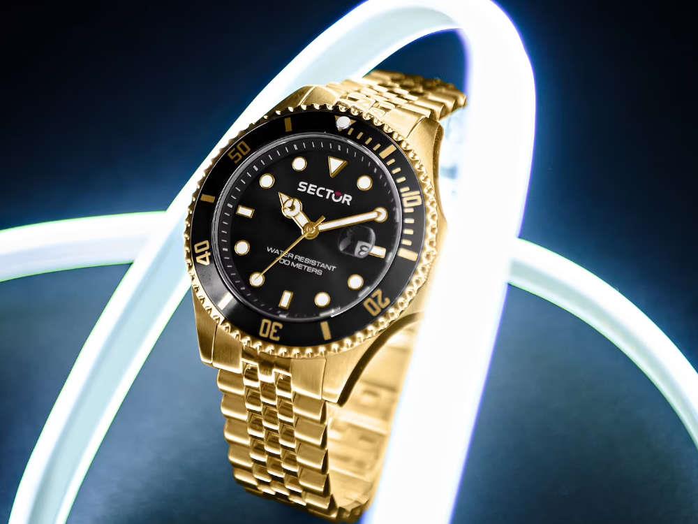 Montre à Quartz Sector No Limits 230, PVD Or, Noir, 43 mm, R3253161051