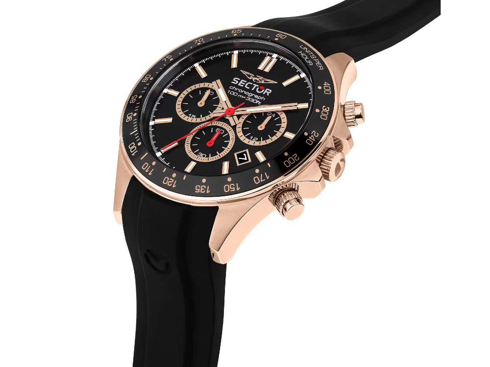 Montre à Quartz Sector No Limits 230, PVD Or Rose, Noir, 43 mm, R3271661029