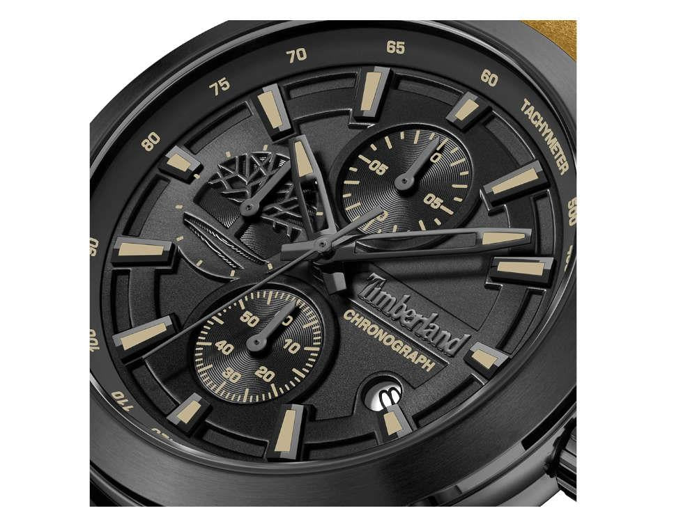 Montre à Quartz Timberland Ashmont, Noir, 44 mm, Bracelet en cuir, TDWGF0095102