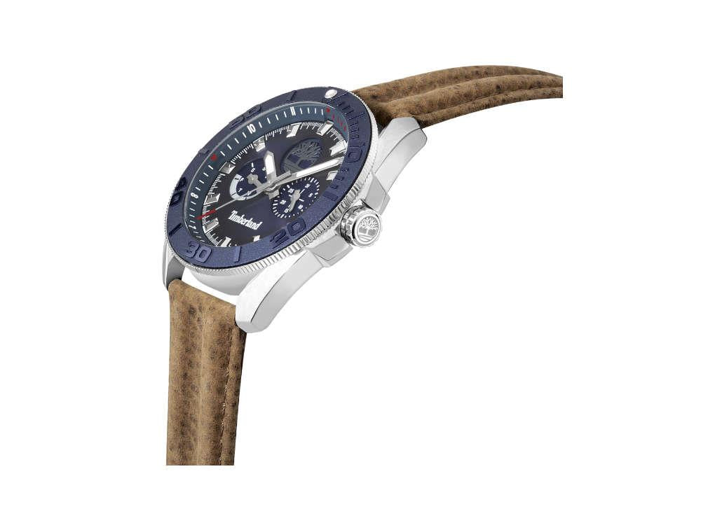 Montre à Quartz Timberland Fairhill, Bleu, 44 mm, Bracelet en cuir, TDWGF2200903