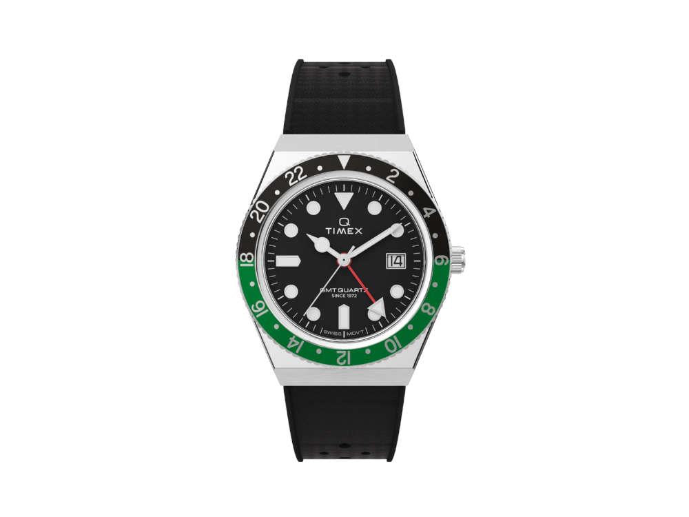 Montre à Quartz Timex Q Timex GMT, Noir, 38 mm, TW2W57500 Iguana