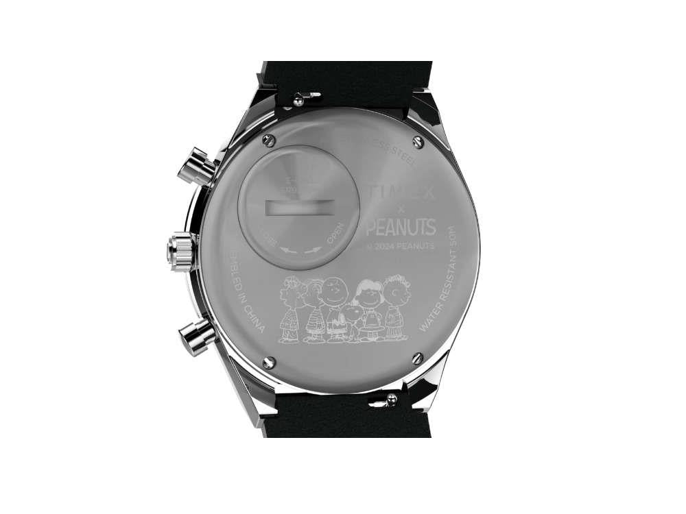 Montre à Quartz Timex Q Timex Chronograph x Peanuts Snoopy, Blanc, TW2W68900