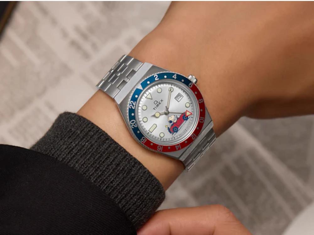 Montre à Quartz Timex x Peanuts Q Timex, Argent, 38 mm, TW2W83300