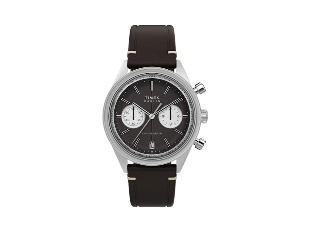 Montre à Quartz Timex Marlin, Acier Recyclé, Marron, Chronographe,TW2Y24700