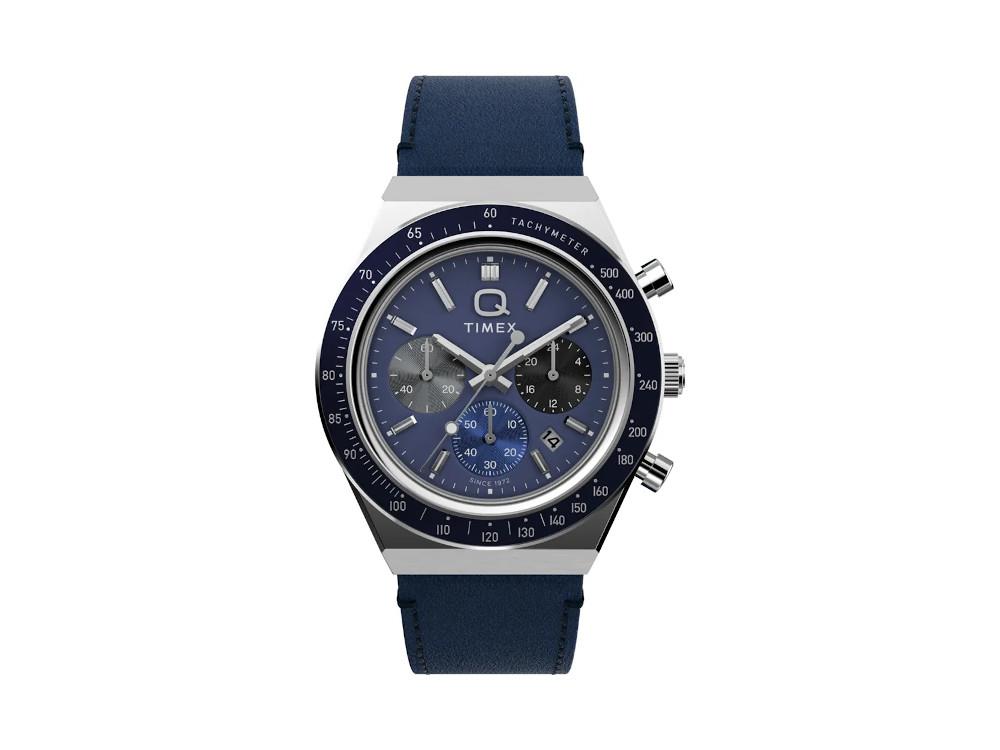Montre à Quartz Timex Q Chrono , Bleu, 40 mm, Chronographe, TW2Y36100