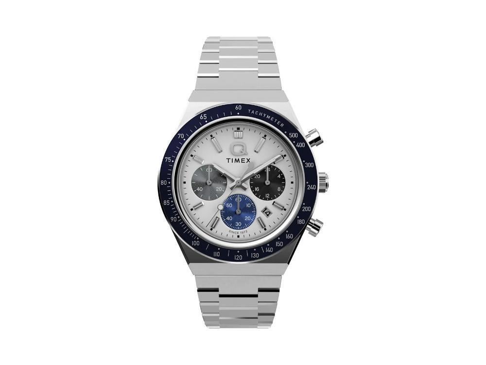 Montre à Quartz Timex Q Chrono, Blanc, 40 mm, Chronographe, TW2Y36200