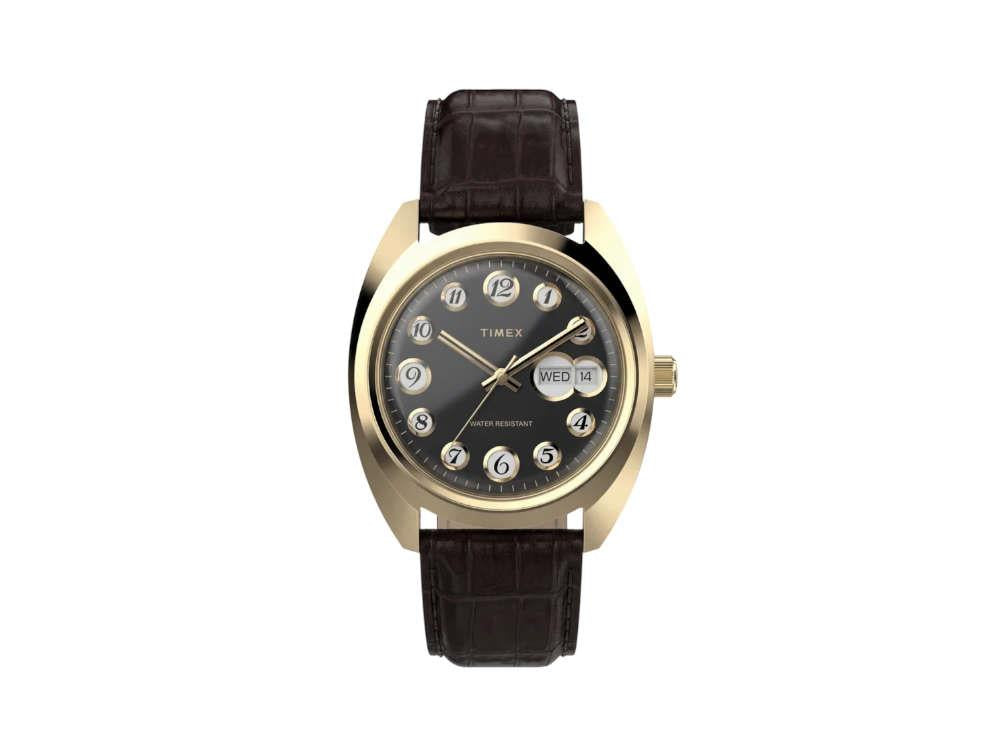 Montre à Quartz Timex Lab Reissue 1976, PVD Or, Noir, 37 mm, TW2Y82100