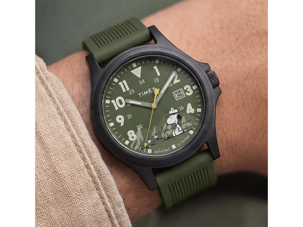 Montre à Quartz Timex  Peanuts Expedition Acadia Résine, Vert, 40 mm, TW2Y84600