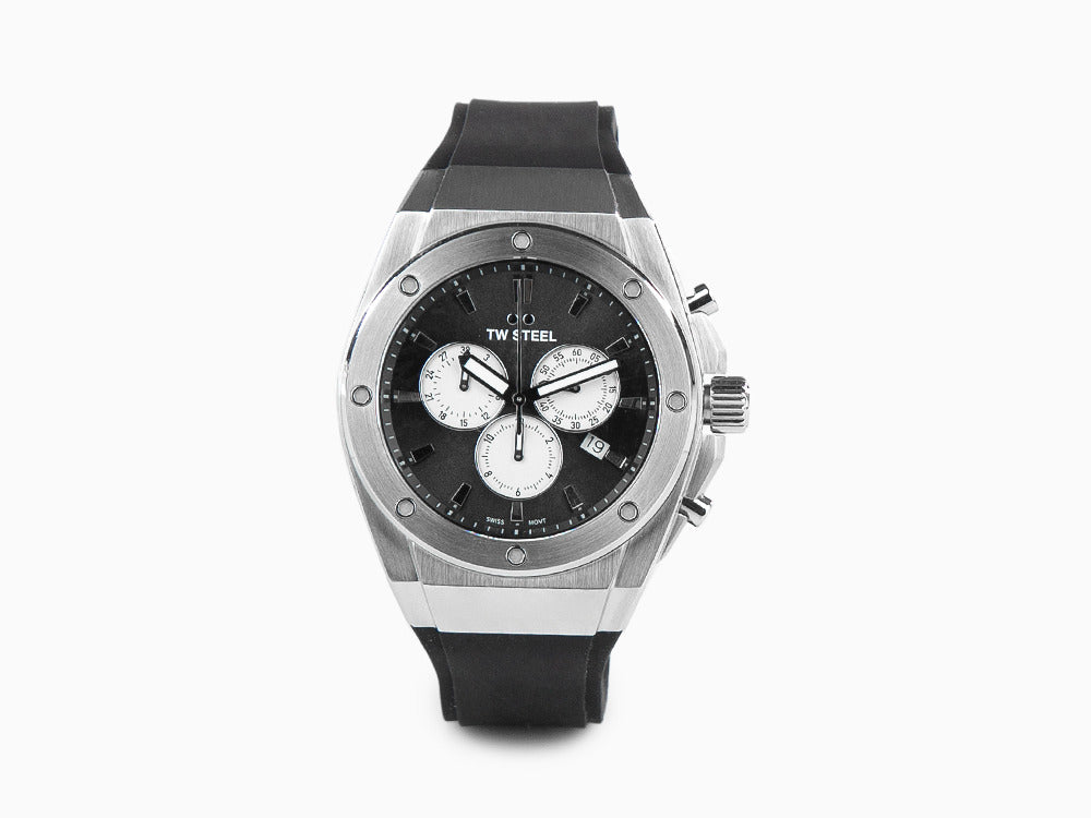 Montre à Quartz TW Steel Ceo Tech 44mm, Noir, 44 mm, Caoutchouc, 10 atm, CE4041