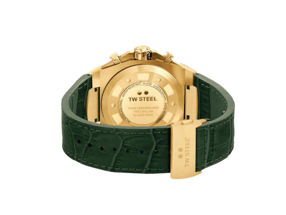 Montre à Quartz TW Steel Ceo Tech, Vert, 45 mm, Bracelet en cuir, 10 atm, CE4085