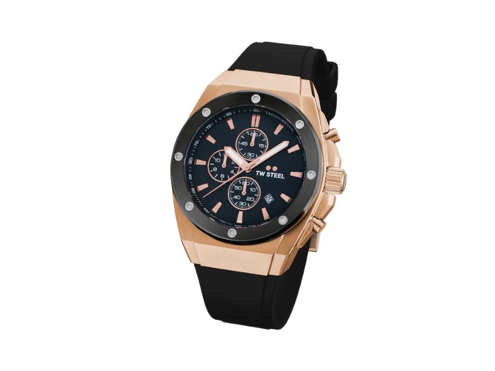 Montre à Quartz TW SteelCeo Tech 44mm, Noir, 44 mm, Caoutchouc, 10 atm, CE4103