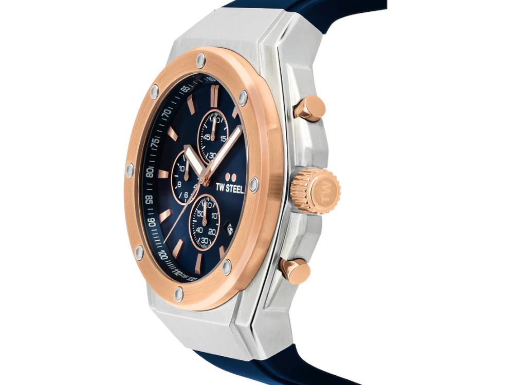 Montre à Quartz TW SteelCeo Tech 44mm, Bleu, 44 mm, Caoutchouc, 10 atm, CE4105