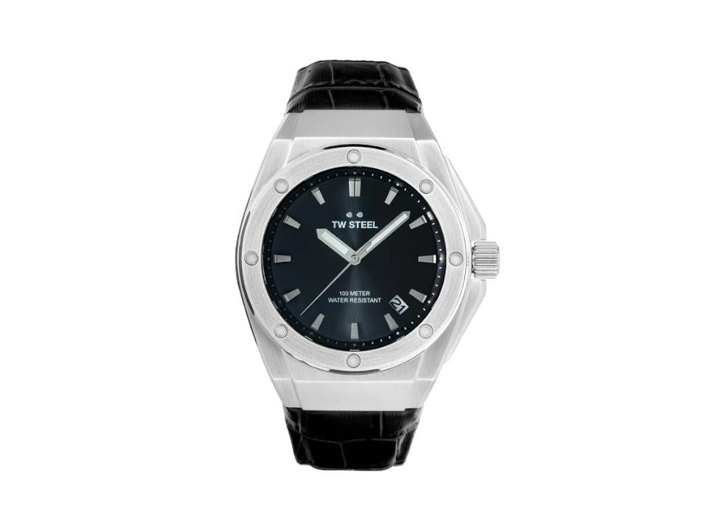 Montre à Quartz TW SteelCeo Tech 44mm, Gris, 44 mm, Cuir, 10 atm, CE4108