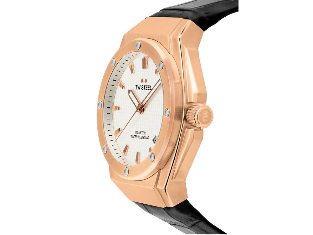 Montre à Quartz TW SteelCeo Tech 44mm, Blanc, 44 mm, Cuir, 10 atm, CE4109